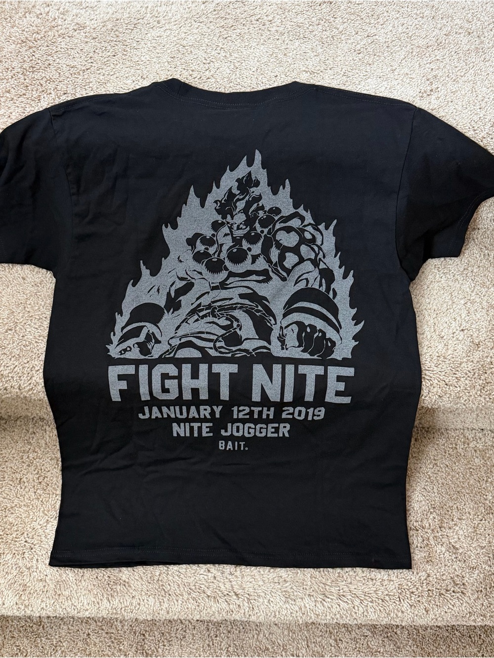 adidas Black T‑Shirt with Gray 'Fight Nite' Graphic